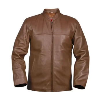 Men’s Light Brown Casual Biker Leather Jacket