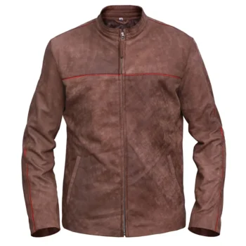Men’s Fashion Distressed Light Brown Leather Jacket