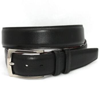 ITALIAN BURNISHED CALFSKIN BELT - BLACK