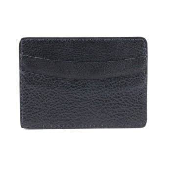 ITALIAN GLAZED MILLED CALFSKIN LEATHER ID/CARD CASE - BLACK