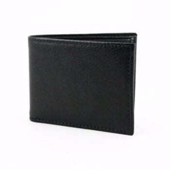 ITALIAN GLAZED MILLED CALFSKIN LEATHER BILLFOLD WALLET - BLACK