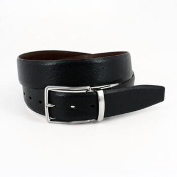 ITALIAN MILLED CALFSKIN LEATHER - REVERSIBLE BELT BLACK TO BROWN