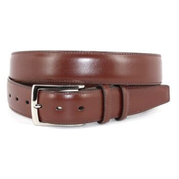 ITALIAN BURNISHED CALFSKIN BELT - COGNAC