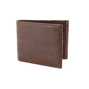 ITALIAN GLAZED MILLED CALFSKIN LEATHER BILLFOLD WALLET - BROWN
