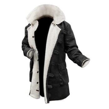 Bane Black Shearling Leather Coat for Winter - Swedish Bomber Jacket