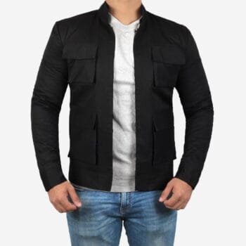 Black Four Pocket Cotton Jacket Men