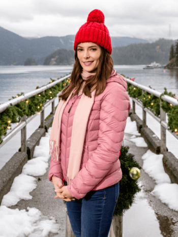 Hallmark’s Ashley Green Pink Puffer Jacket