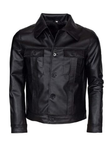 Elvis Presley Mens Black Leather Jacket