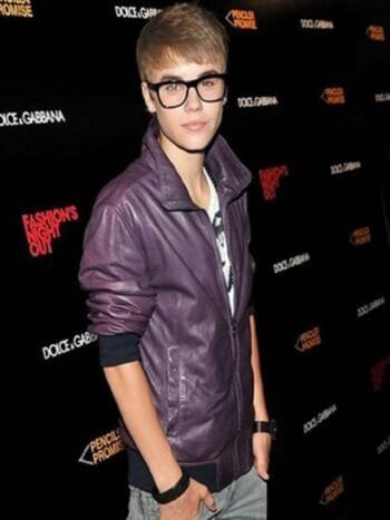 Justin Bieber Purple Bomber Leather Jacket