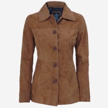 Light Brown 3 4 Length Women's Suede Coat