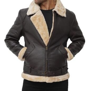 Men's Dark Brown Shearling Leather Jacket