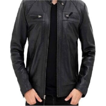 Men's Quilted Leather Black Café Racer Jacket