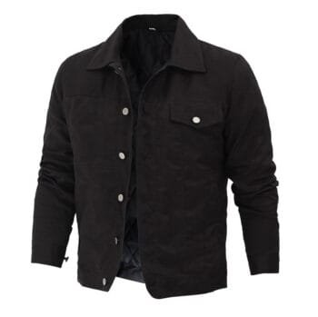 Men's Rip Trucker Black Cotton Jacket