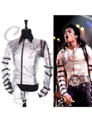 Punk MJ Michael Jackson Classic BAD Tour Silver Jacket Outerwear