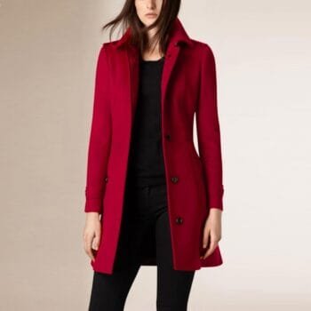 TWM Single Breasted Red Wool Coat Women
