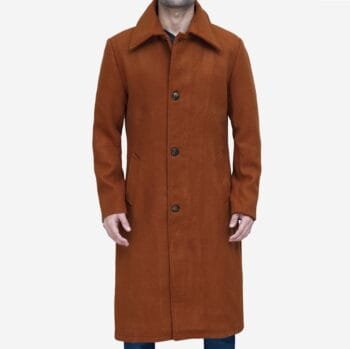 Trenton Men's Long Tan Wool Coat