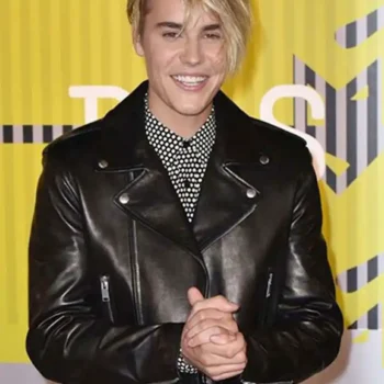 Justin Bieber Black Leather Jacket